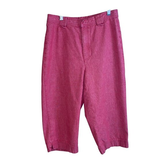 Lizwear Vintage Womens Shorts Size 8 Red Clam Digger Pure Cotton Hong Kong